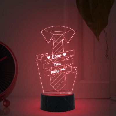 3D Illusion Love You Papa Night Lamp Automatic Color Changing Light  Birthday Gift For Papa